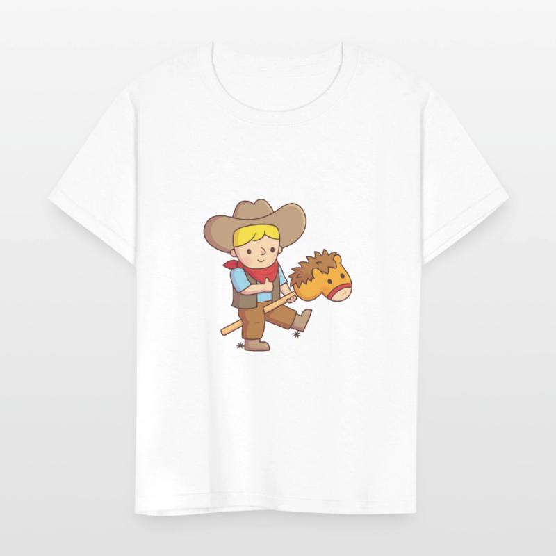 Cute Cowboy Rides Toy Horse Stick