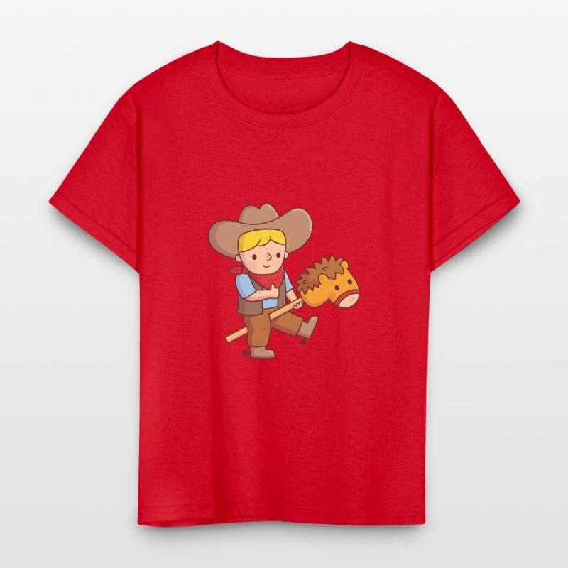 Cute Cowboy Rides Toy Horse Stick