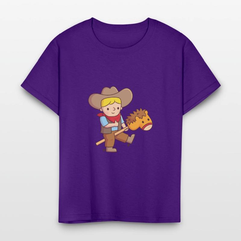 Cute Cowboy Rides Toy Horse Stick