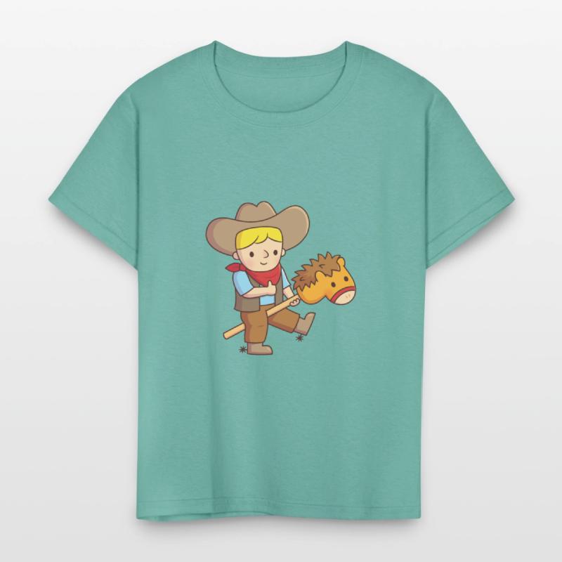 Cute Cowboy Rides Toy Horse Stick