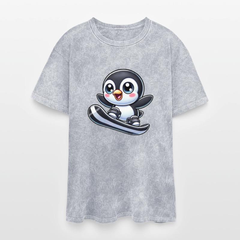 Cute Penguin Snowboarder Cartoon Winter Sports