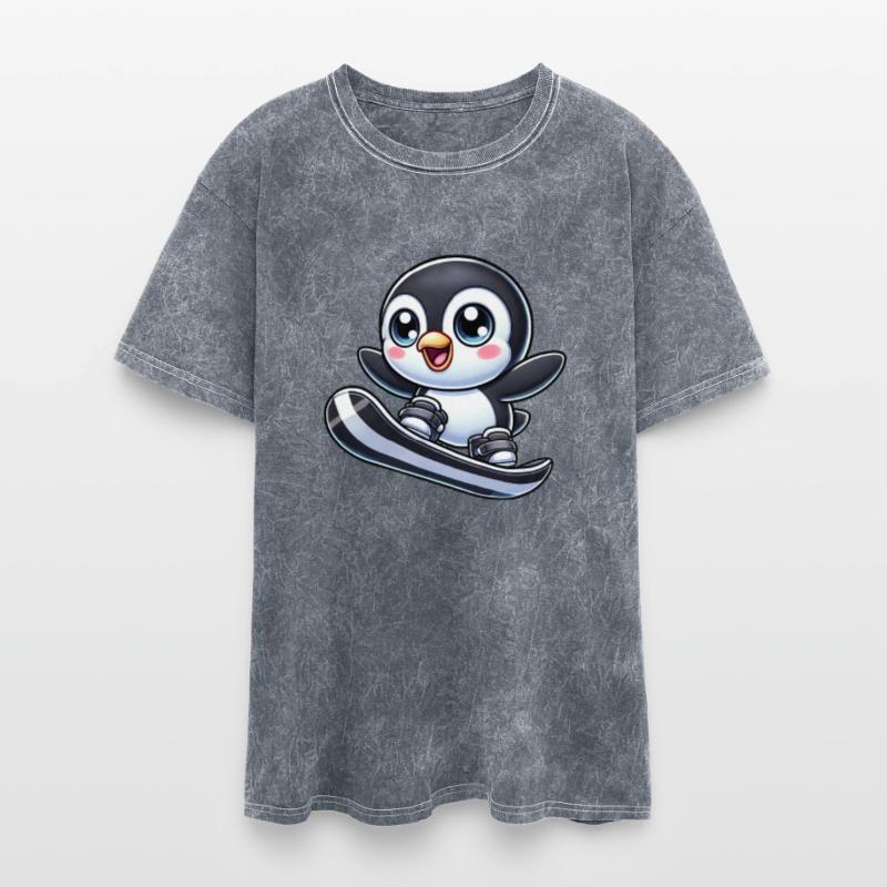 Cute Penguin Snowboarder Cartoon Winter Sports