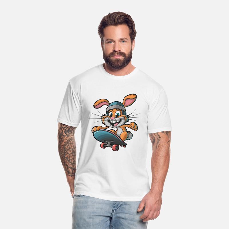 Cute white bunny rabbit skateboard skateboarder