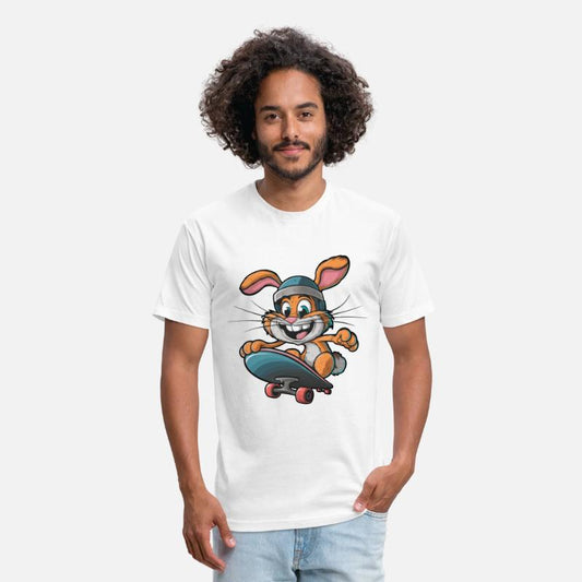 Cute white bunny rabbit skateboard skateboarder