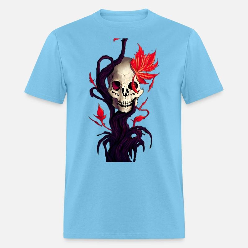 Death and Autumn A Skull with Roots and Maple Leaf