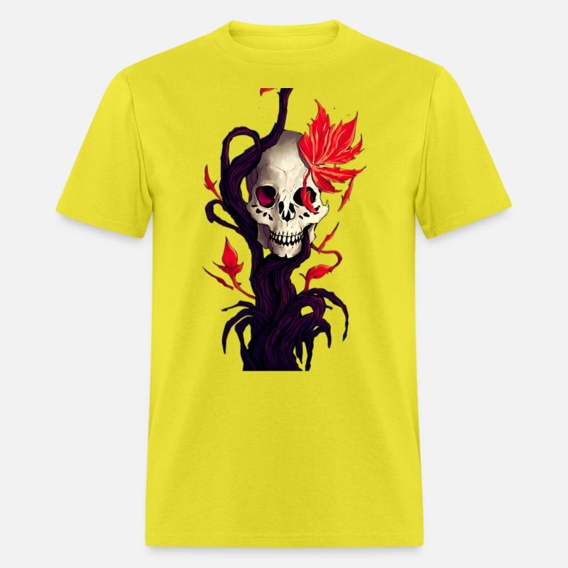 Death and Autumn A Skull with Roots and Maple Leaf