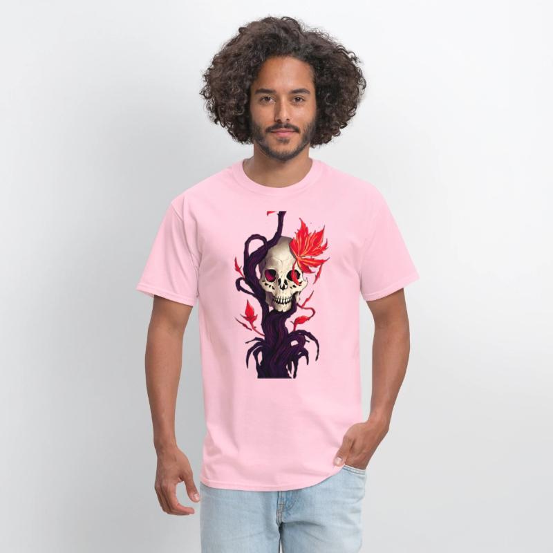 Death and Autumn A Skull with Roots and Maple Leaf