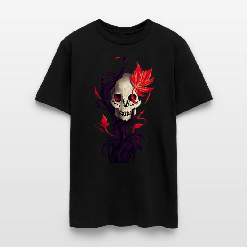 Death and Autumn A Skull with Roots and Maple Leaf