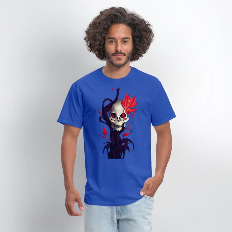 Death and Autumn A Skull with Roots and Maple Leaf