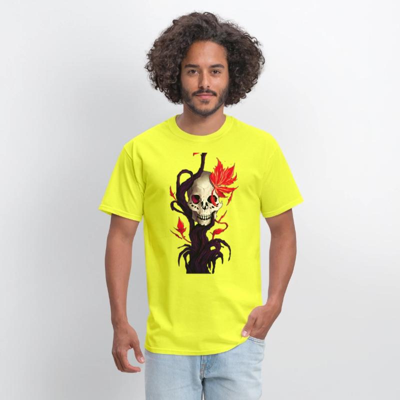 Death and Autumn A Skull with Roots and Maple Leaf