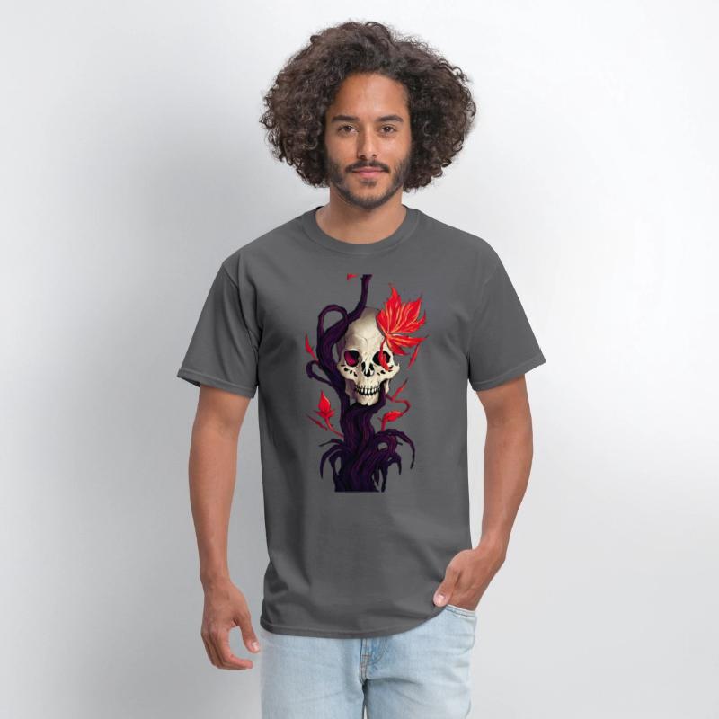 Death and Autumn A Skull with Roots and Maple Leaf