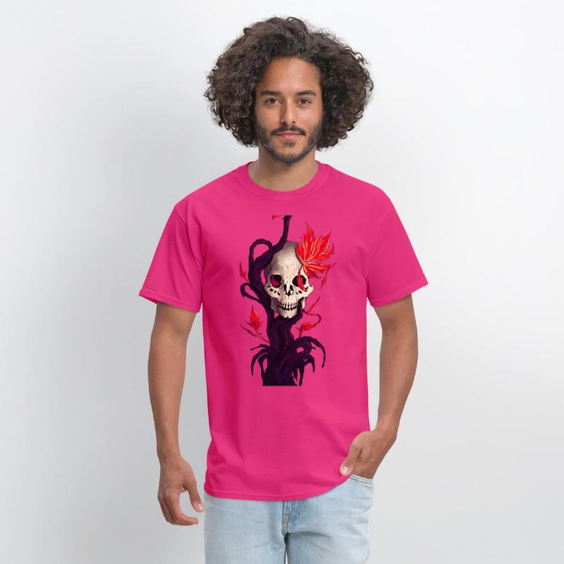 Death and Autumn A Skull with Roots and Maple Leaf