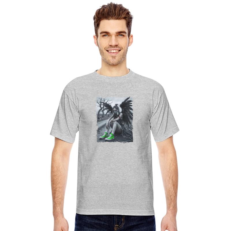 Fallen angel in gas mask