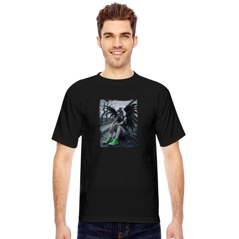 Fallen angel in gas mask