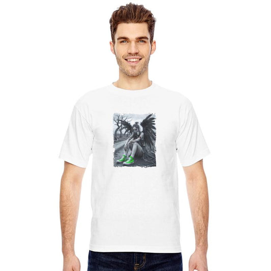 Fallen angel in gas mask