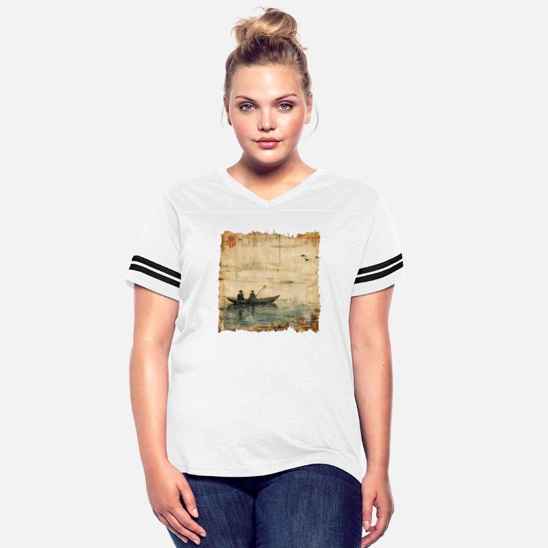 Fishing Silhouette Papyrus Scroll Japanese Art