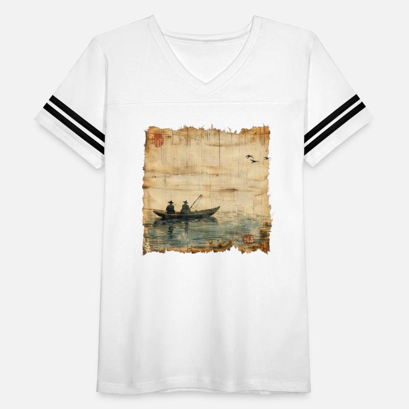 Fishing Silhouette Papyrus Scroll Japanese Art