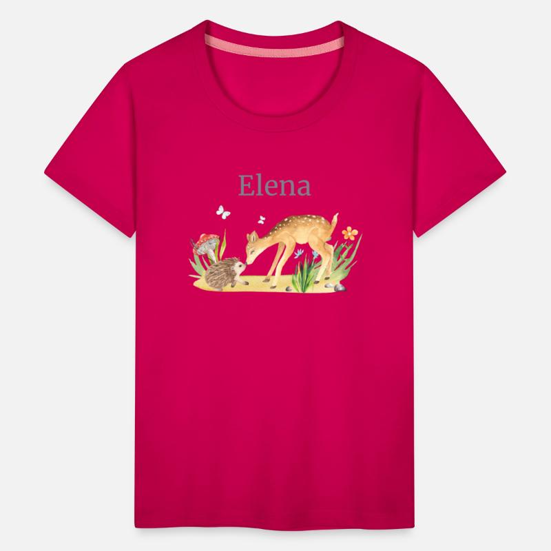 Forest Animal Deer Hedgehog Flowers Name Elena