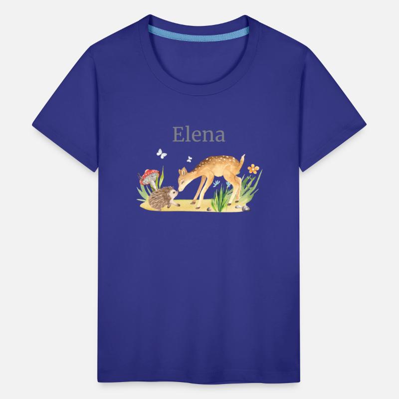 Forest Animal Deer Hedgehog Flowers Name Elena