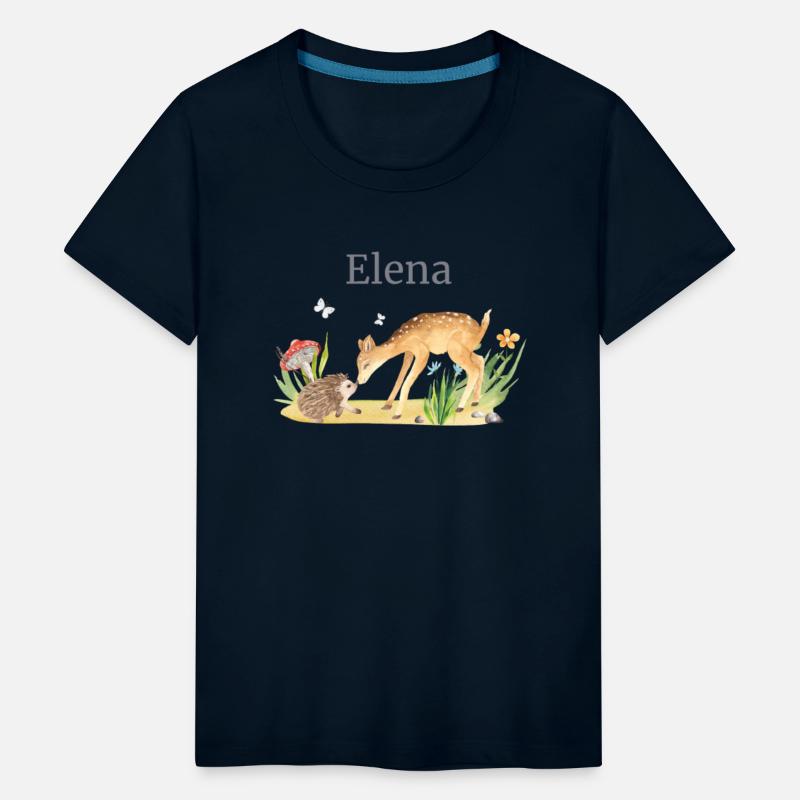 Forest Animal Deer Hedgehog Flowers Name Elena