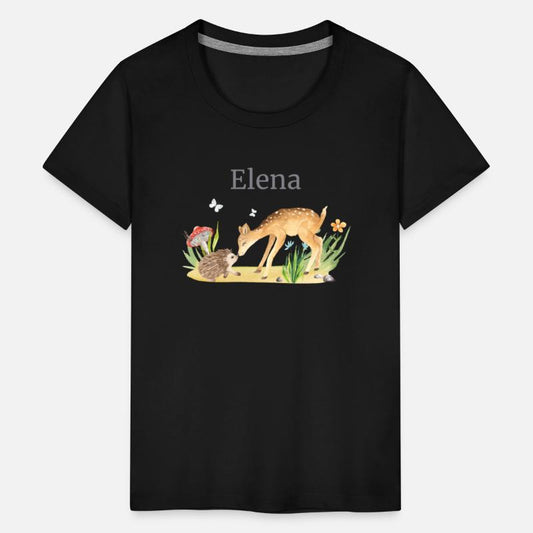 Forest Animal Deer Hedgehog Flowers Name Elena