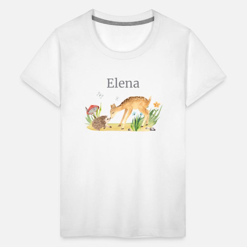 Forest Animal Deer Hedgehog Flowers Name Elena