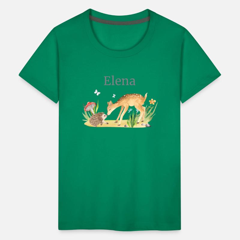 Forest Animal Deer Hedgehog Flowers Name Elena