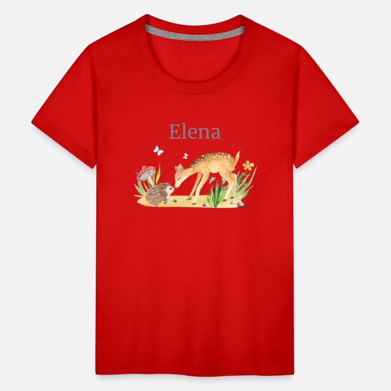 Forest Animal Deer Hedgehog Flowers Name Elena