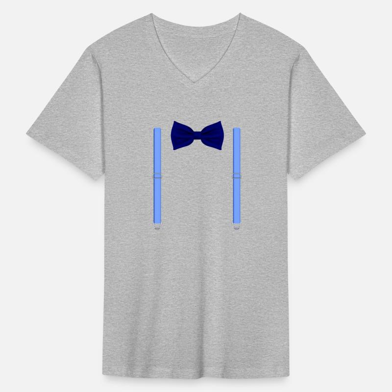 Funny Blue Navy Bow Tie with Blue Suspenders