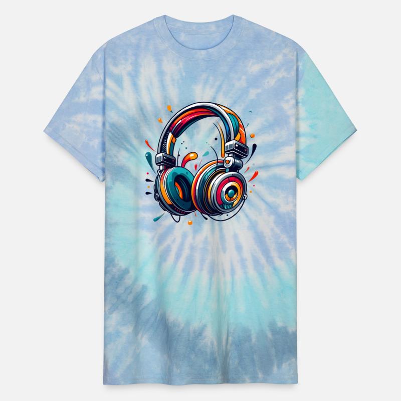 Headphones in a dynamic abstract art style