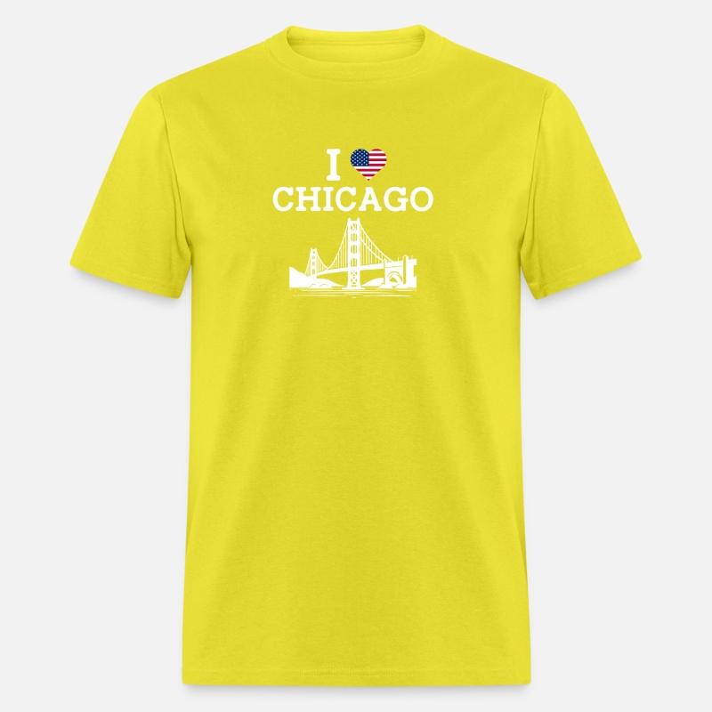 I Love Chicago USA Heart Flag Golden Gate Bridge