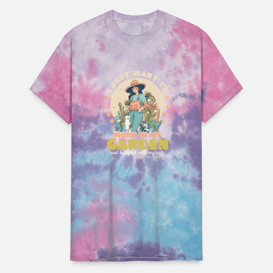 Landscaper Gardening Work In Garden Hang With Cats