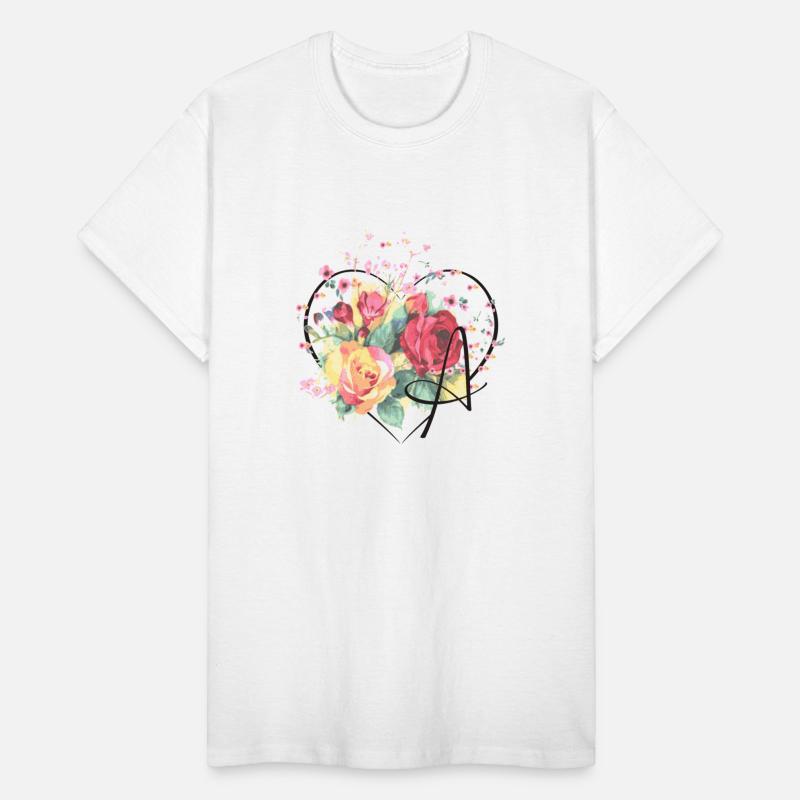 Letter A Monogram Floral Roses Heart