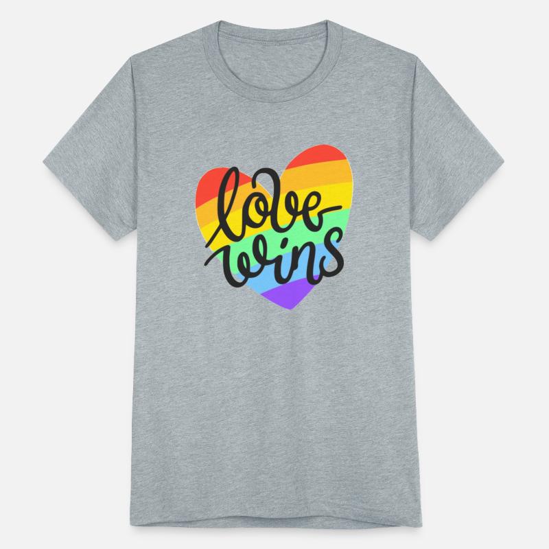 Love Wins LGBT Pride Rainbow Heart CSD T-Shirt Tee