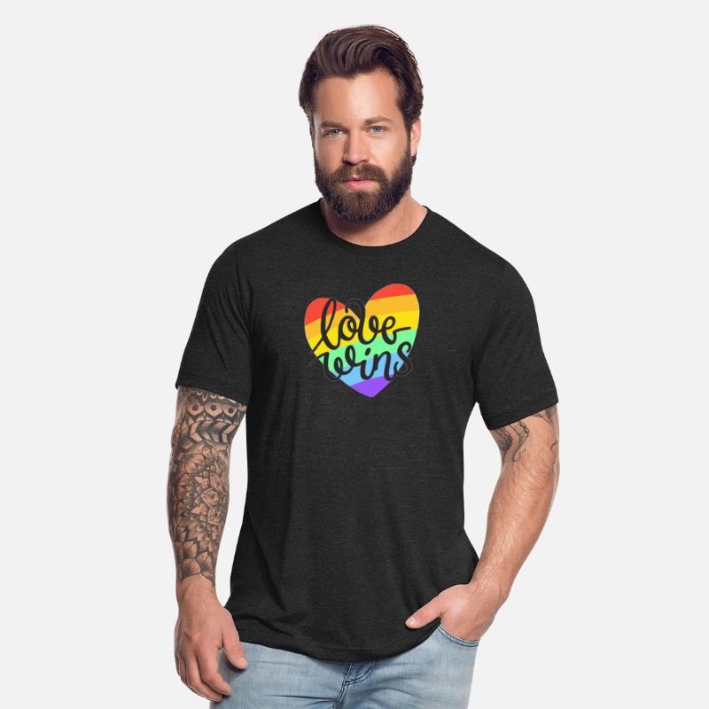 Love Wins LGBT Pride Rainbow Heart CSD T-Shirt Tee