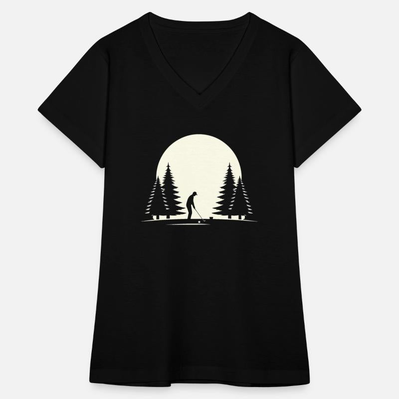 Monochrome Golf Scene – Player Amongst Pine Trees