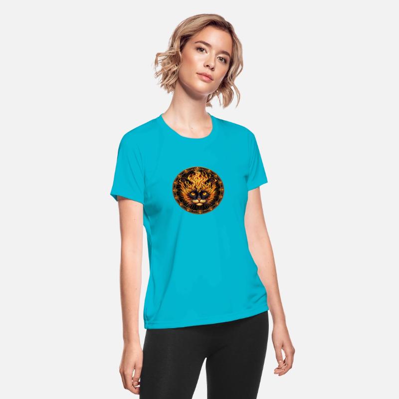 Mystical Fire Cat Mandala Design