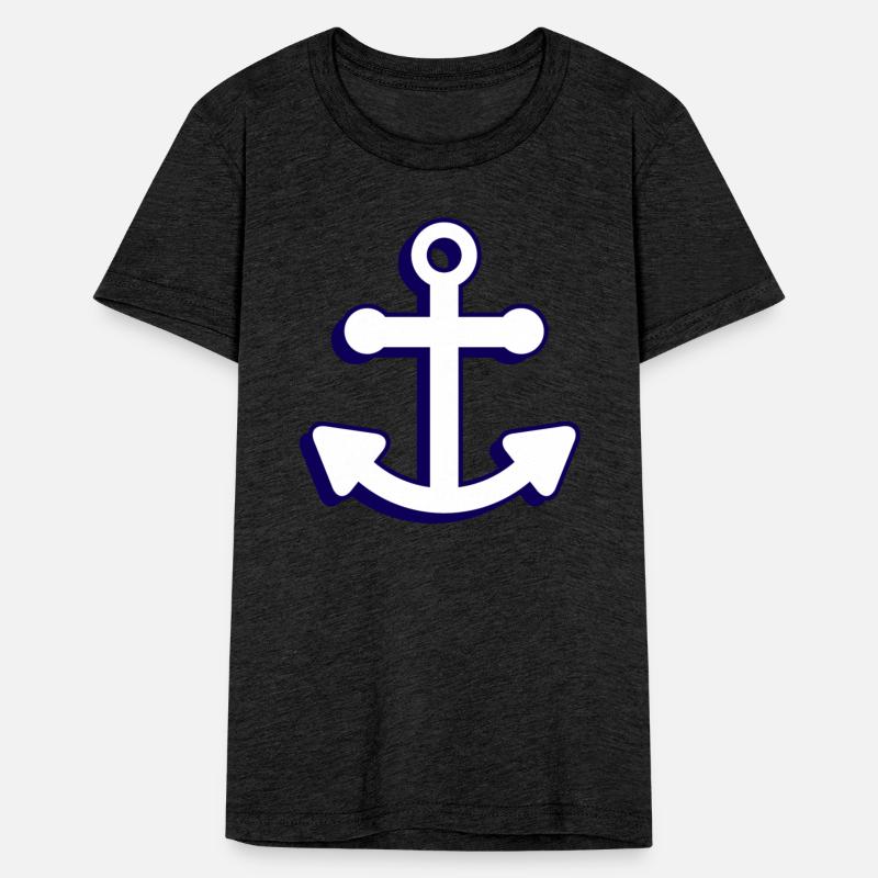 Nautical boat anchor in navy blue and white 3D