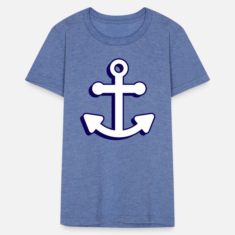 Nautical boat anchor in navy blue and white 3D