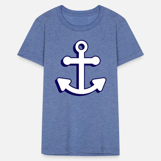 Nautical boat anchor in navy blue and white 3D