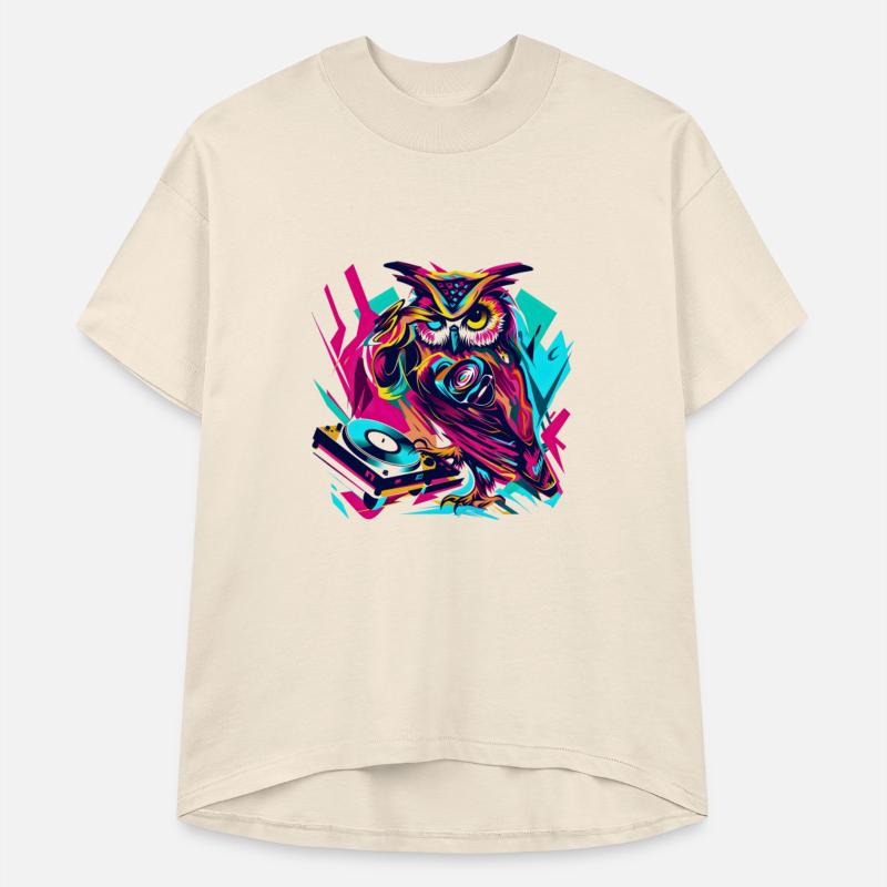 Nocturnal Beats: DJ Owl in 80s Pop Art Style