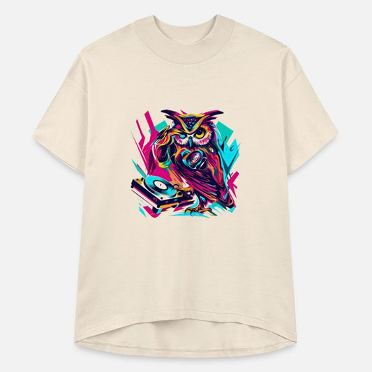 Nocturnal Beats: DJ Owl in 80s Pop Art Style