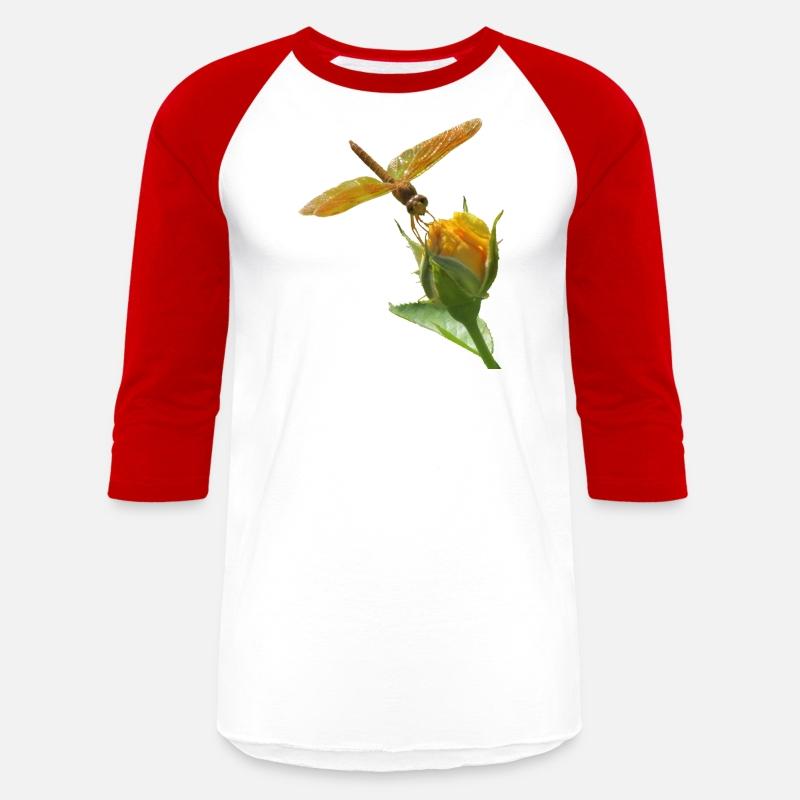 Orange Dragonfly on Yellow Rosebud