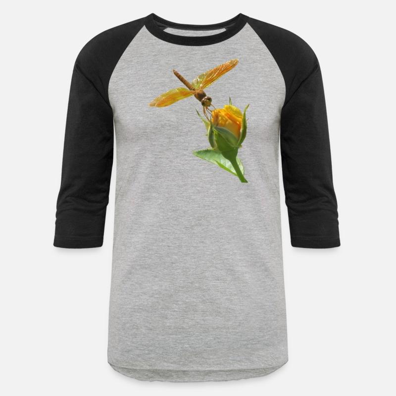 Orange Dragonfly on Yellow Rosebud