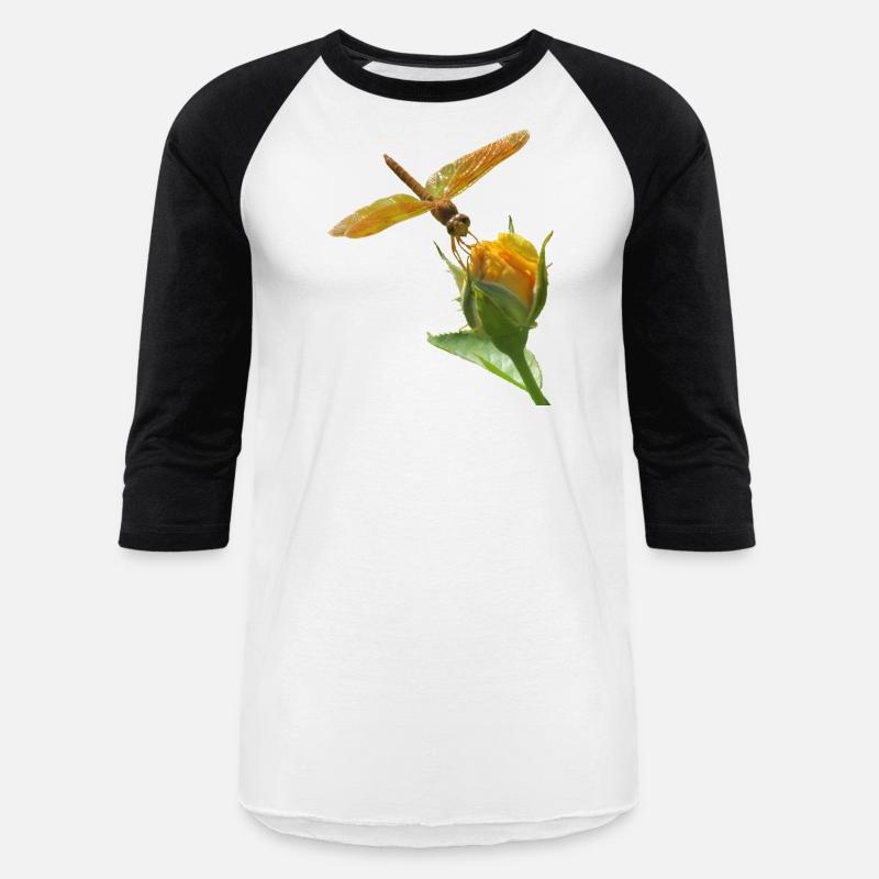 Orange Dragonfly on Yellow Rosebud