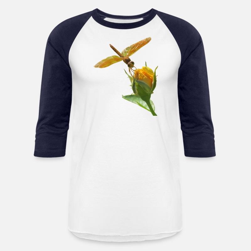 Orange Dragonfly on Yellow Rosebud