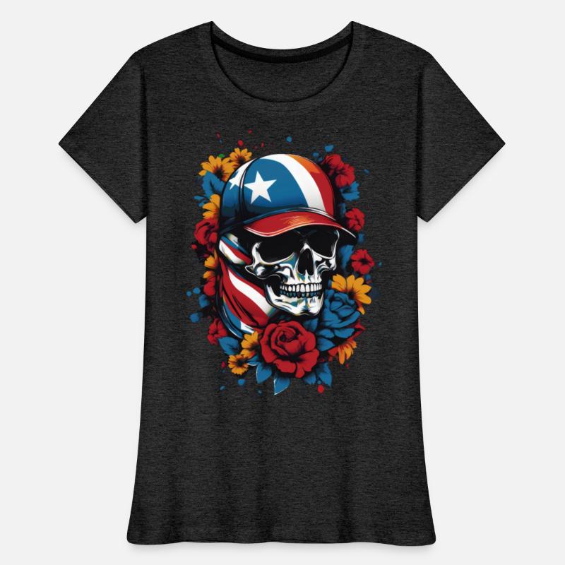 Patriotic skull with floral design