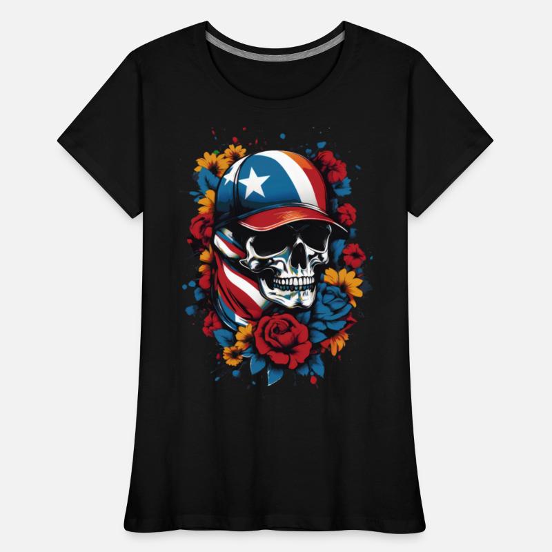 Patriotic skull with floral design