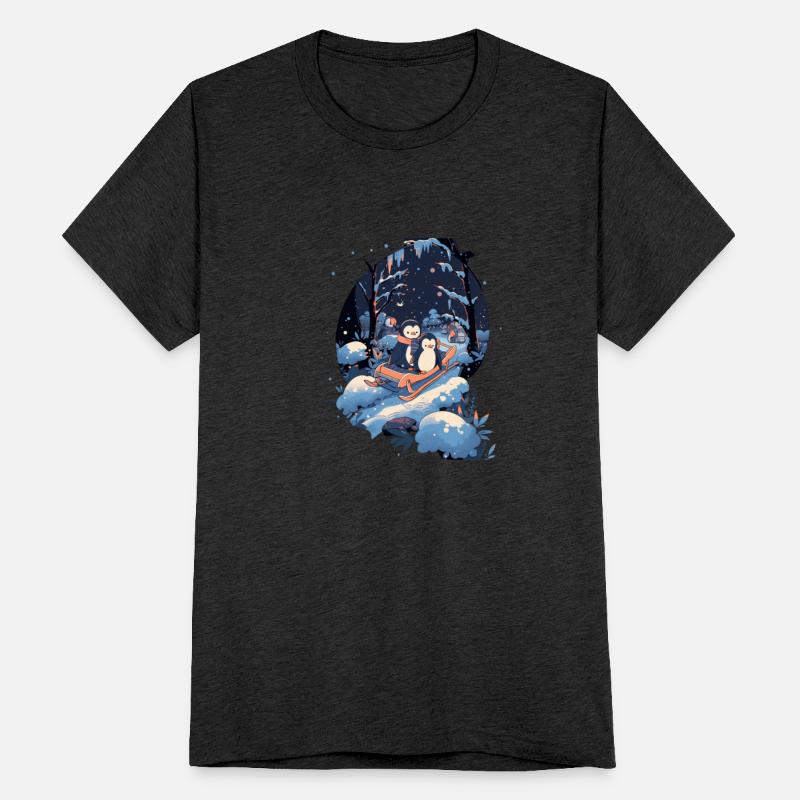 Penguin Riding Sled Sledge Sleighing Snow