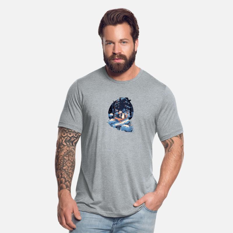 Penguin Riding Sled Sledge Sleighing Snow